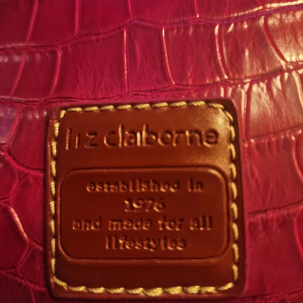 Liz Claiborne Deep Red Croc-Embossed Tote